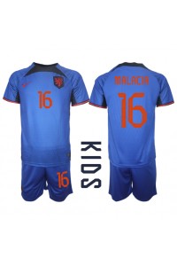 Alankomaat Tyrell Malacia #16 Jalkapallovaatteet Lasten Vieraspeliasu MM-kisat 2022 Lyhythihainen (+ Lyhyet housut)